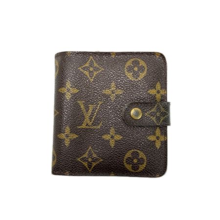 LOUIS VUITTON ルイヴィトン モノグラム コンパクトジップ M61667 ブラウン 2つ折り財布