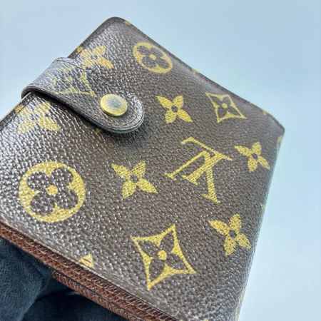 LOUIS VUITTON ルイヴィトン モノグラム コンパクトジップ M61667 ブラウン 2つ折り財布