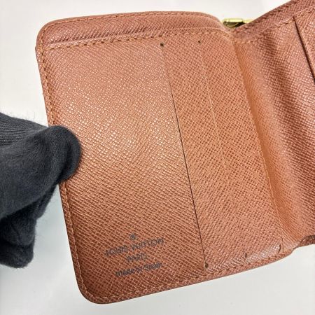 LOUIS VUITTON ルイヴィトン モノグラム コンパクトジップ M61667 ブラウン 2つ折り財布