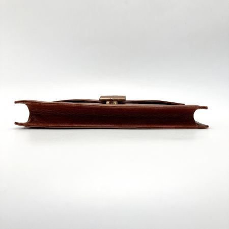  Yves Saint Laurent イブサンローラン YSLロゴプレート クラッチバッグ ブラウン レザー セカンドバッグ 布袋有