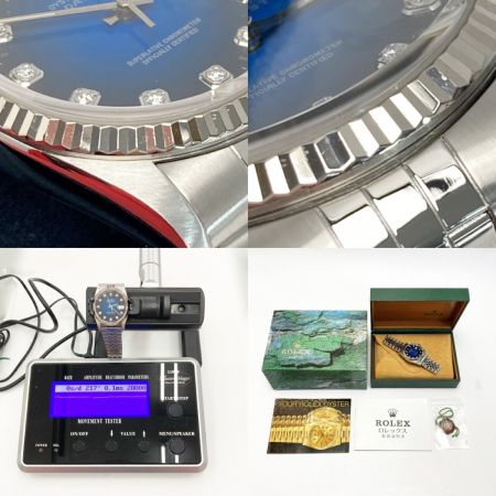  ROLEX ロレックス デイトジャスト S番 10Pダイヤ 16234G ブルー グラデ 自動巻き メンズ 腕時計 箱・取説有