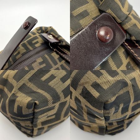  FENDI フェンディ ズッカ柄 ミニ バニティ ブラウン ポーチ ハンドバッグ キャンバス×レザー