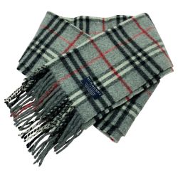☆☆ BURBERRY LONDON バーバリーロンドン チェック ウール グレー マフラー  Bランク