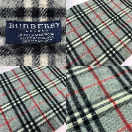  BURBERRY LONDON バーバリーロンドン チェック ウール グレー マフラー 