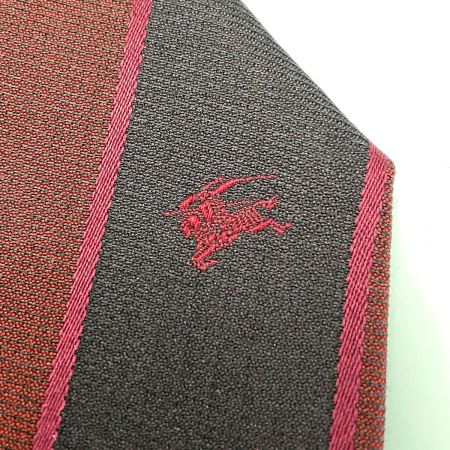  BURBERRY バーバリー ストライプ ネクタイ ブラック×レッド シルク100％