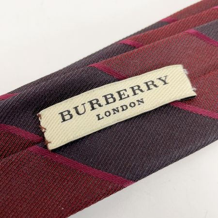  BURBERRY バーバリー ストライプ ネクタイ ブラック×レッド シルク100％
