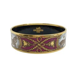 ☆☆ HERMES エルメス エマイユGM バングル ワインレッド ブレスレット 七宝焼き 馬 ホース タッセル Cランク