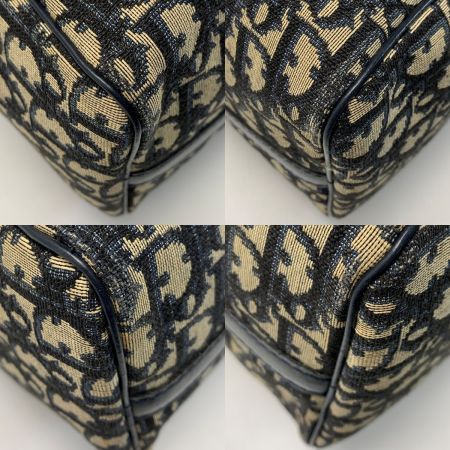  Christian Dior クリスチャンディオール トロッター  キャンバス×レザー ネイビー ミニボストンバッグ レディース 