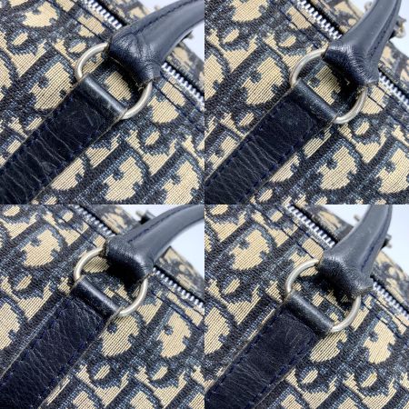  Christian Dior クリスチャンディオール トロッター  キャンバス×レザー ネイビー ミニボストンバッグ レディース 