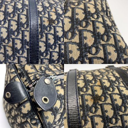  Christian Dior クリスチャンディオール トロッター  キャンバス×レザー ネイビー ミニボストンバッグ レディース 