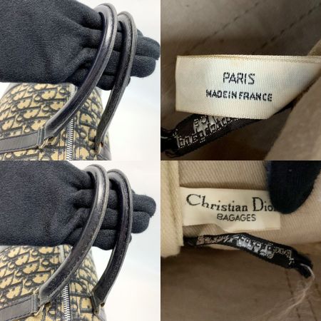  Christian Dior クリスチャンディオール トロッター  キャンバス×レザー ネイビー ミニボストンバッグ レディース 