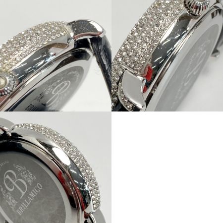  BRILLAMICO スワロフスキー ホワイト 回転式 クォーツ メンズ 腕時計