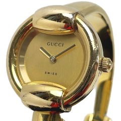  GUCCI グッチ バングル時計 クオーツ ゴールド文字盤 1400L レディース 腕時計 Cランク