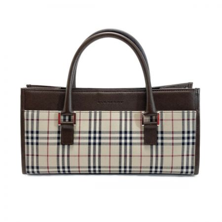  BURBERRY バーバリー ノバチェック ハンドバッグ ベージュ×ブラウン キャンバス/レザー
