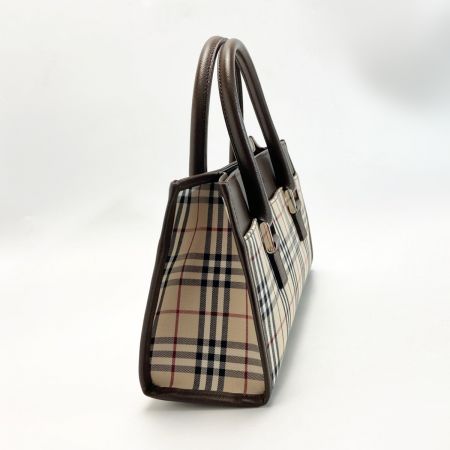  BURBERRY バーバリー ノバチェック ハンドバッグ ベージュ×ブラウン キャンバス/レザー