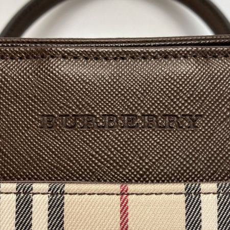  BURBERRY バーバリー ノバチェック ハンドバッグ ベージュ×ブラウン キャンバス/レザー