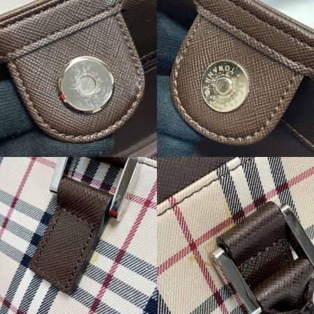  BURBERRY バーバリー ノバチェック ハンドバッグ ベージュ×ブラウン キャンバス/レザー