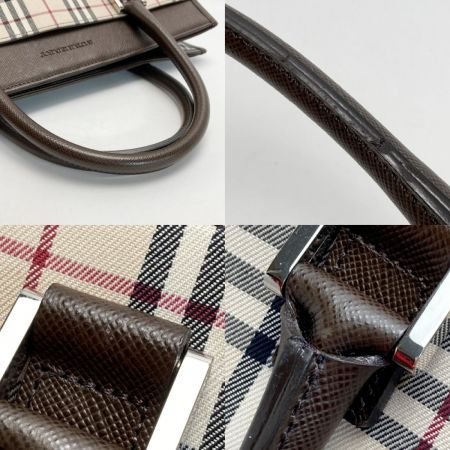  BURBERRY バーバリー ノバチェック ハンドバッグ ベージュ×ブラウン キャンバス/レザー