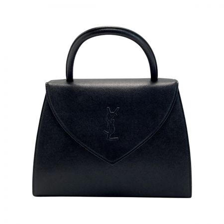  Yves Saint Laurent イブサンローラン YSLロゴ ハンドバッグ ブラック レザー 布袋有 ヴィンテージ