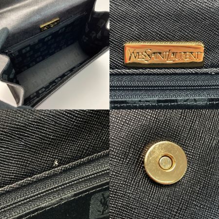  Yves Saint Laurent イブサンローラン YSLロゴ ハンドバッグ ブラック レザー 布袋有 ヴィンテージ