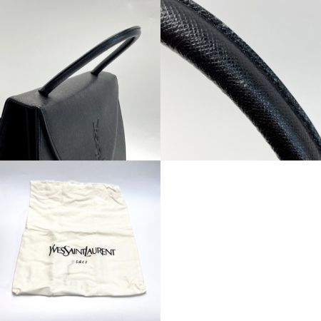  Yves Saint Laurent イブサンローラン YSLロゴ ハンドバッグ ブラック レザー 布袋有 ヴィンテージ