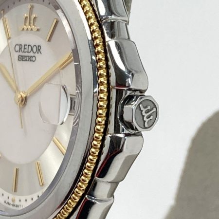  SEIKO セイコー クレドール 18KT+SS 8J82-6A30 シルバー クォーツ メンズ 腕時計 ケース有 CREDOR