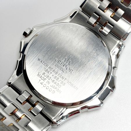  SEIKO セイコー クレドール 18KT+SS 8J82-6A30 シルバー クォーツ メンズ 腕時計 ケース有 CREDOR