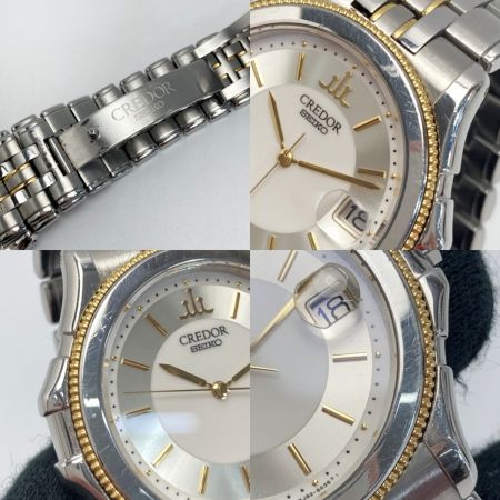  SEIKO セイコー クレドール 18KT+SS 8J82-6A30 シルバー クォーツ メンズ 腕時計 ケース有 CREDOR