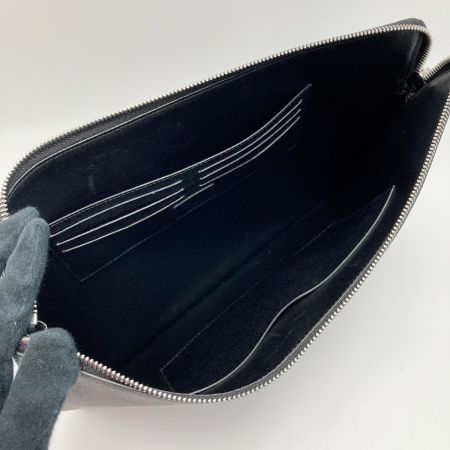  dunhill ダンヒル カドガン エンジンターンプリント セカンドバッグ グレー/ブラック クラッチバッグ 布袋有