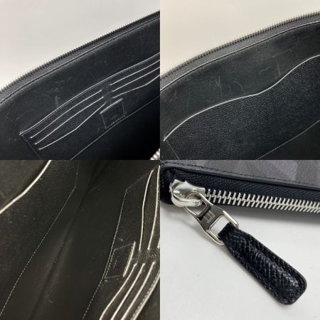  dunhill ダンヒル カドガン エンジンターンプリント セカンドバッグ グレー/ブラック クラッチバッグ 布袋有