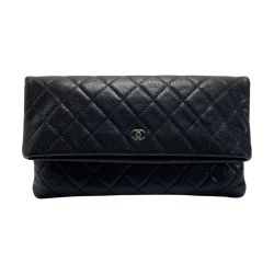 ☆☆ CHANEL シャネル ココマーク マトラッセ 2つ折り クラッチバッグ A69391 ブラック キャビアスキン 箱・布袋有 Bランク
