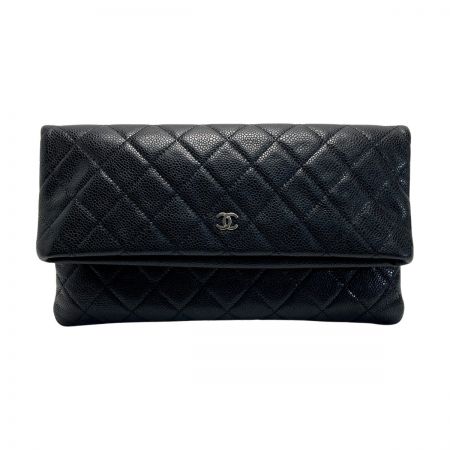  CHANEL シャネル ココマーク マトラッセ 2つ折り クラッチバッグ A69391 ブラック キャビアスキン 箱・布袋有