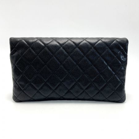  CHANEL シャネル ココマーク マトラッセ 2つ折り クラッチバッグ A69391 ブラック キャビアスキン 箱・布袋有