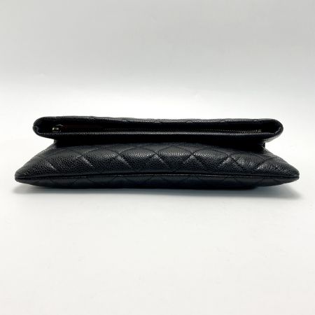  CHANEL シャネル ココマーク マトラッセ 2つ折り クラッチバッグ A69391 ブラック キャビアスキン 箱・布袋有
