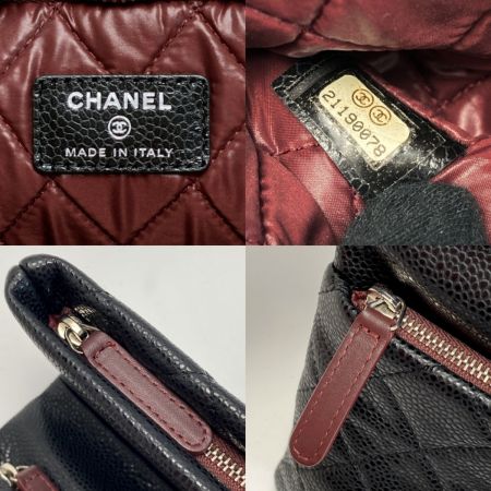  CHANEL シャネル ココマーク マトラッセ 2つ折り クラッチバッグ A69391 ブラック キャビアスキン 箱・布袋有