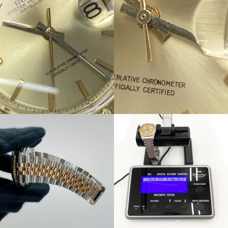  ROLEX ロレックス デイトジャスト サンダーバード SS/YG 1625 シャンパンゴールド 自動巻き メンズ 腕時計