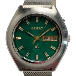 ☆☆ ORIENT オリエント クロノエース デイデイト 23石 カットガラス F429-31161 グリーン 自動巻き メンズ 腕時計  Bランク