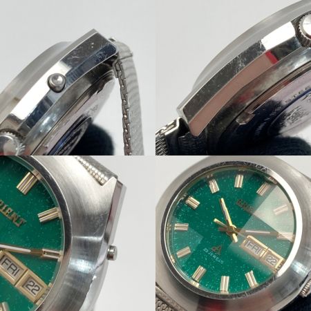  ORIENT オリエント クロノエース デイデイト 23石 カットガラス F429-31161 グリーン 自動巻き メンズ 腕時計 