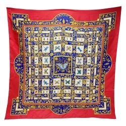 ☆☆ HERMES エルメス カレ90 joyaux de L’ETE 夏の宝石 シルクスカーフ レッド シルク100％ Bランク