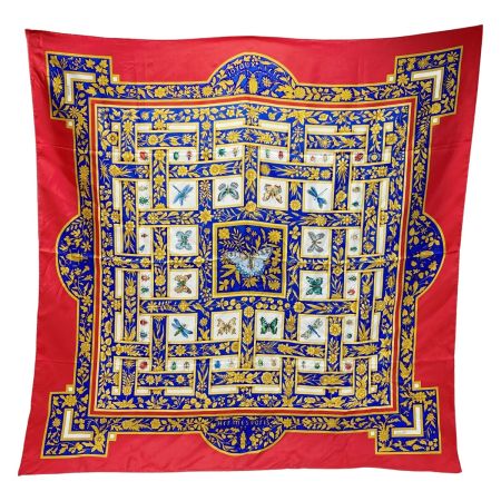  HERMES エルメス カレ90 joyaux de L’ETE 夏の宝石 シルクスカーフ レッド シルク100％