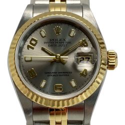 ☆☆ ROLEX ロレックス デイトジャスト K番 SS×K18YG 79173 グレー 自動巻き レディース 腕時計 箱・取説有 Bランク