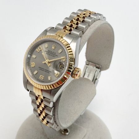  ROLEX ロレックス デイトジャスト K番 SS×K18YG 79173 グレー 自動巻き レディース 腕時計 箱・取説有