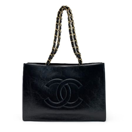  CHANEL シャネル ココマークチェーンショルダー シャイニー エイジド カーフスキン AS1943 ブラック ギャランティーカード付