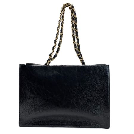  CHANEL シャネル ココマークチェーンショルダー シャイニー エイジド カーフスキン AS1943 ブラック ギャランティーカード付