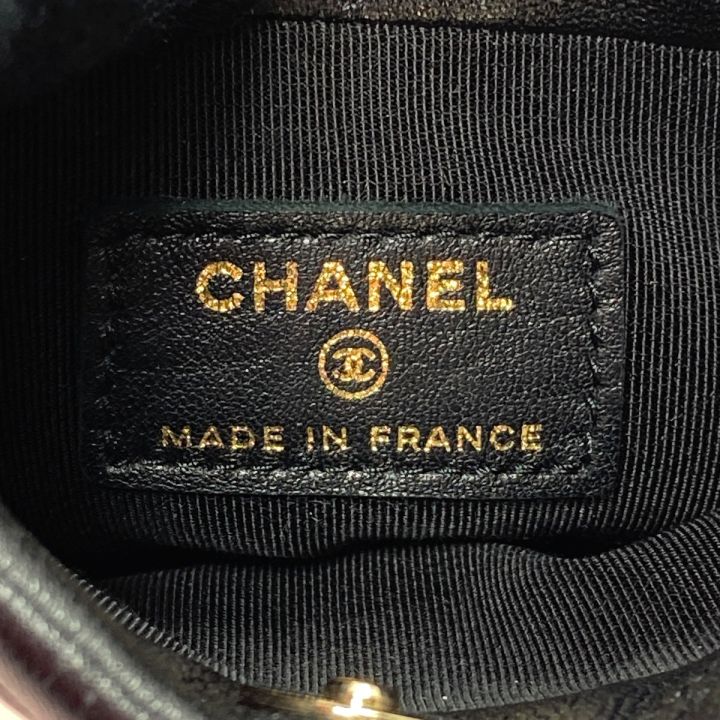 本物 シャネル CHANEL ココマーク マトラッセ タッセル チェーン ショルダーバッグ ポシェット ラムスキン レザー ブラック Matelasse バッグ 中古・ CHANEL（シャネル） ココマーク チェーン ショルダーバッグ マトラッセ