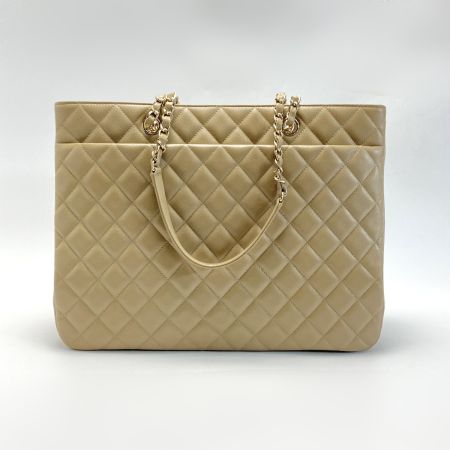  CHANEL シャネル ココマーク マトラッセ ラージ チェーントート A91046 ベージュ キャビアスキン ワンショルダー