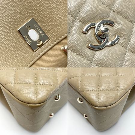  CHANEL シャネル ココマーク マトラッセ ラージ チェーントート A91046 ベージュ キャビアスキン ワンショルダー