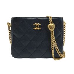 ☆☆ CHANEL シャネル ココマーク マトラッセ チェーンショルダーバッグ AS3830 ブラック キャビアスキン ハート ミニホーボー Bランク