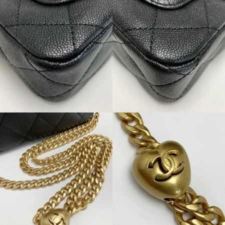  CHANEL シャネル ココマーク マトラッセ チェーンショルダーバッグ AS3830 ブラック キャビアスキン ハート ミニホーボー
