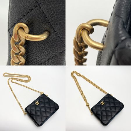  CHANEL シャネル ココマーク マトラッセ チェーンショルダーバッグ AS3830 ブラック キャビアスキン ハート ミニホーボー